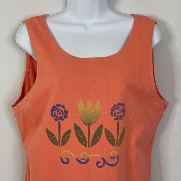 WEARABLE ART Womens Dress MAXI BEACHY 2 PC Jacket Sleeveless Vintage L Orange - Picture 4 of 14